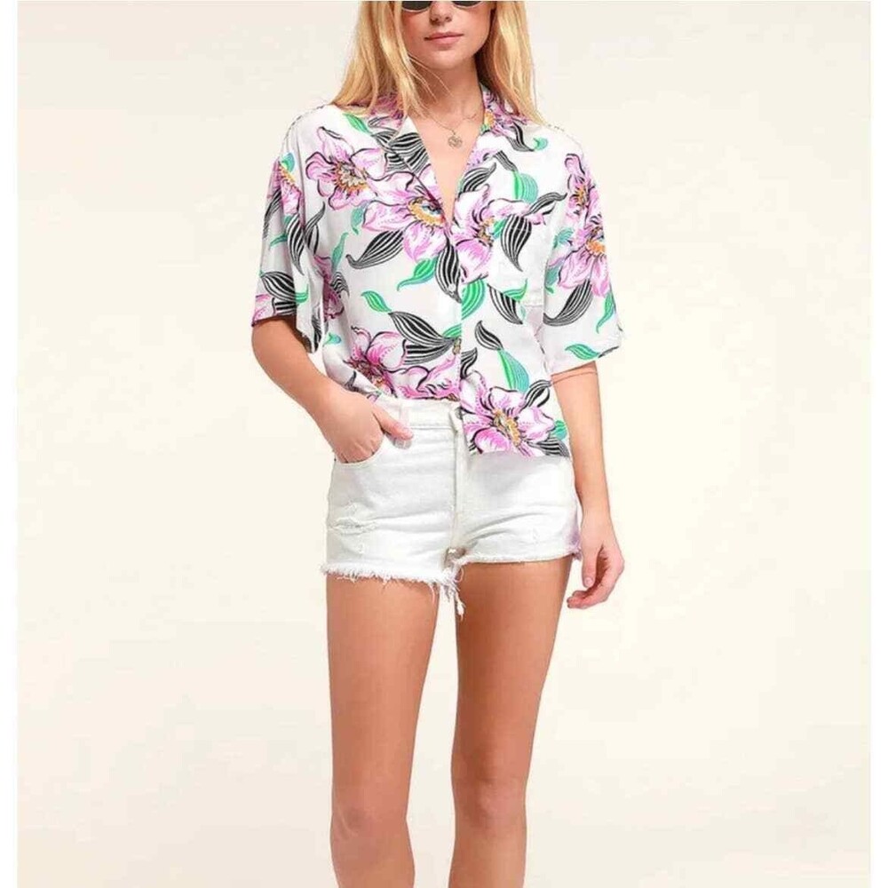 Levi's San Fransisco Mahina Crop Tropical Top Size XS